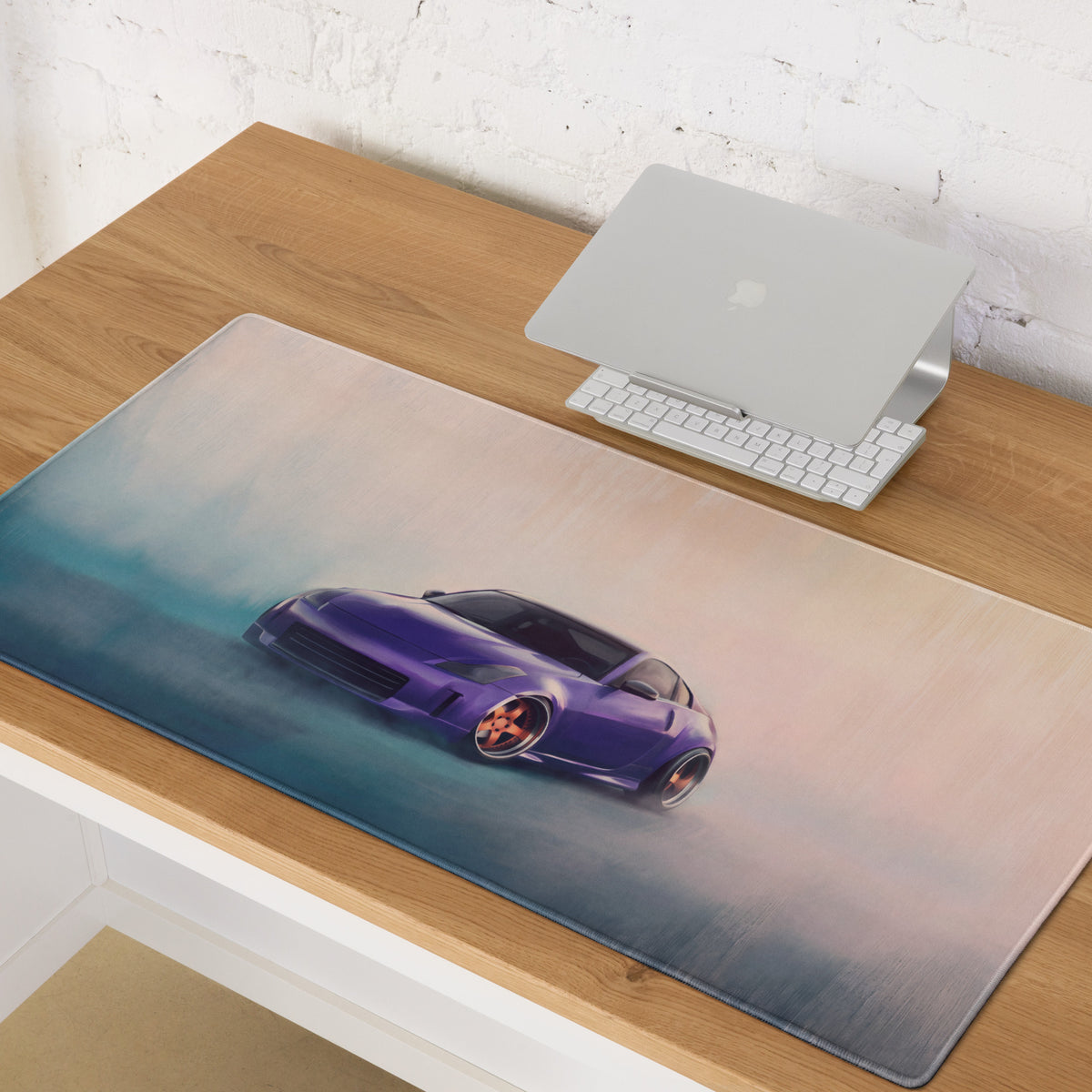 Nissan 350Z Inspired Deep Purple Stance Desk Mat – High-Precision XL Gaming Mousepad