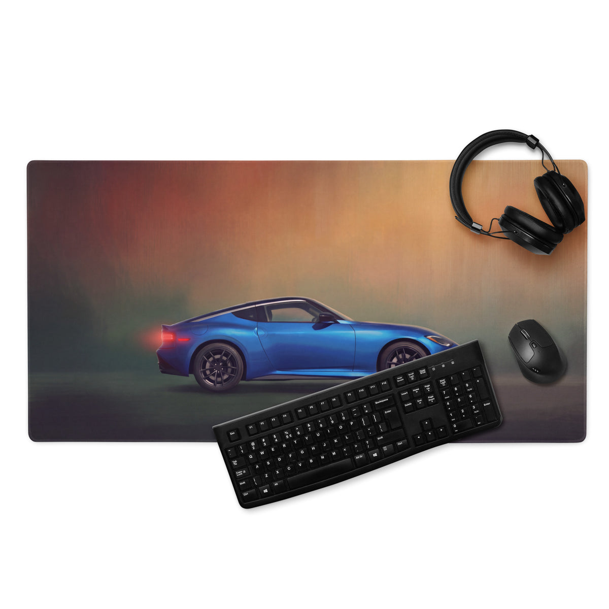 Nissan Z Inspired Seiran Blue Coupe Desk Mat – Low-Friction Cloth Setup Mousepad