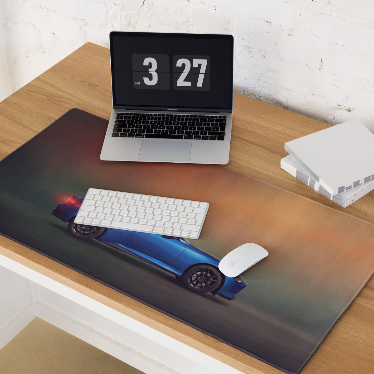 Nissan Z Inspired Seiran Blue Coupe Desk Mat – Low-Friction Cloth Setup Mousepad