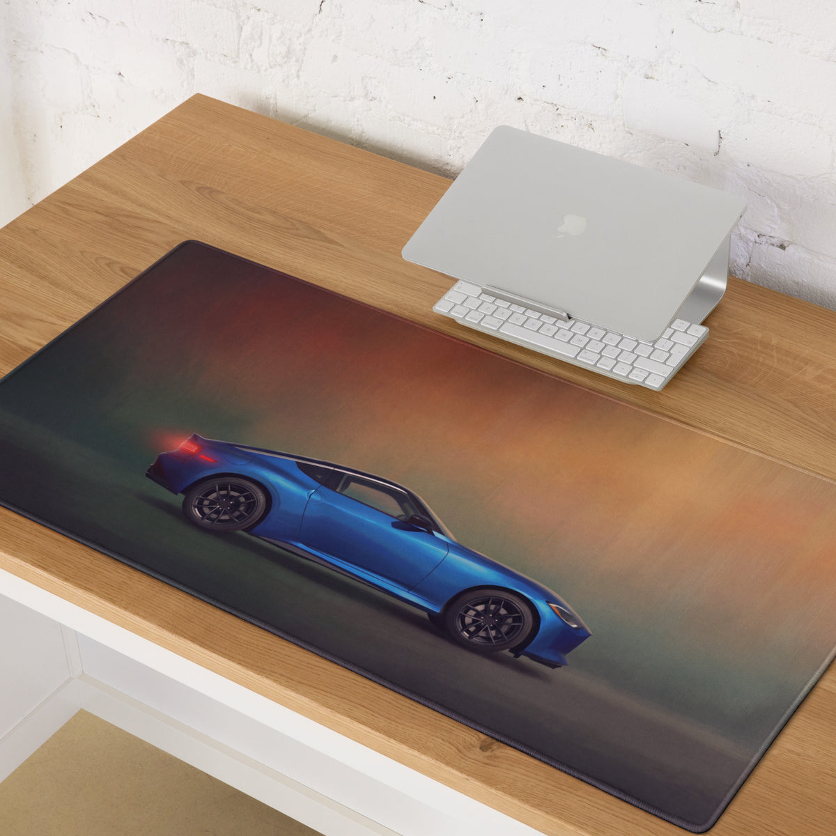 Nissan Z Inspired Seiran Blue Coupe Desk Mat – Low-Friction Cloth Setup Mousepad