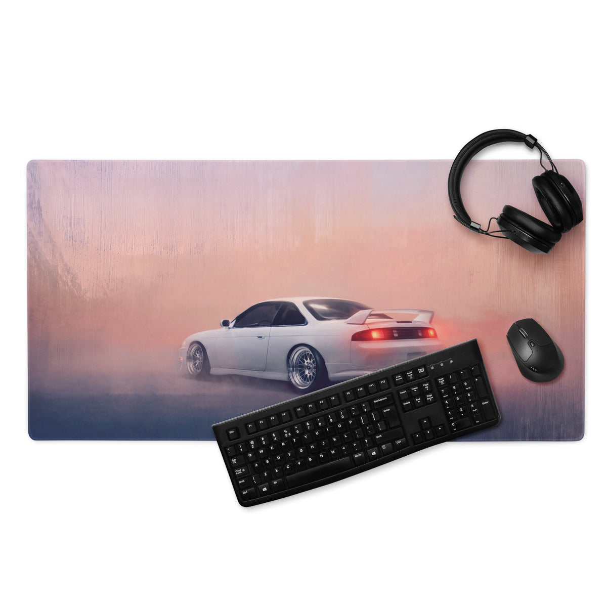 Nissan Silvia Inspired Pearl White S14 Zenki Desk Mat – High-Precision XL Gaming Mousepad
