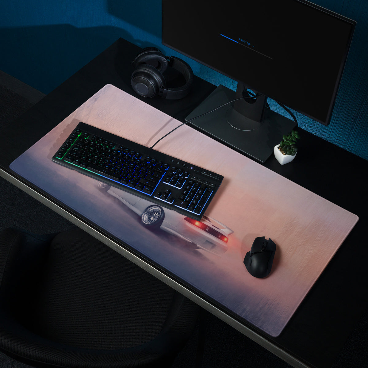 Nissan Silvia Inspired Pearl White S14 Zenki Desk Mat – High-Precision XL Gaming Mousepad