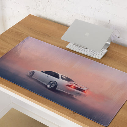 Nissan Silvia Inspired Pearl White S14 Zenki Desk Mat – High-Precision XL Gaming Mousepad