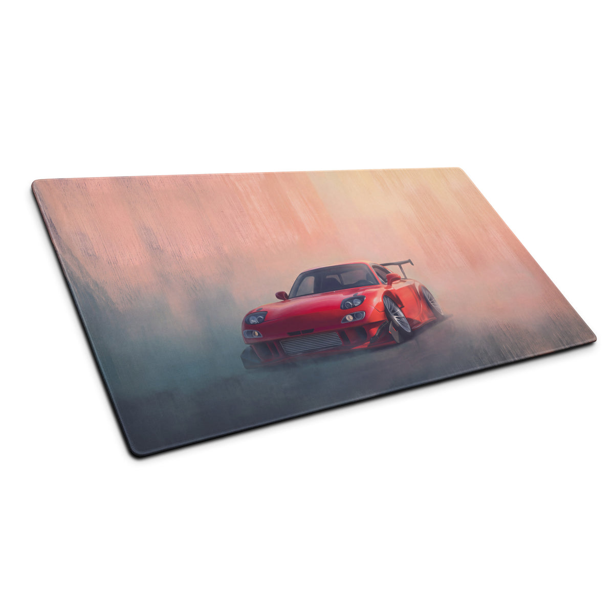 Red mazda rx-7 drift racing car graphic printed on a stitched edge vintage red re amemiya fd desk pad mouse mat