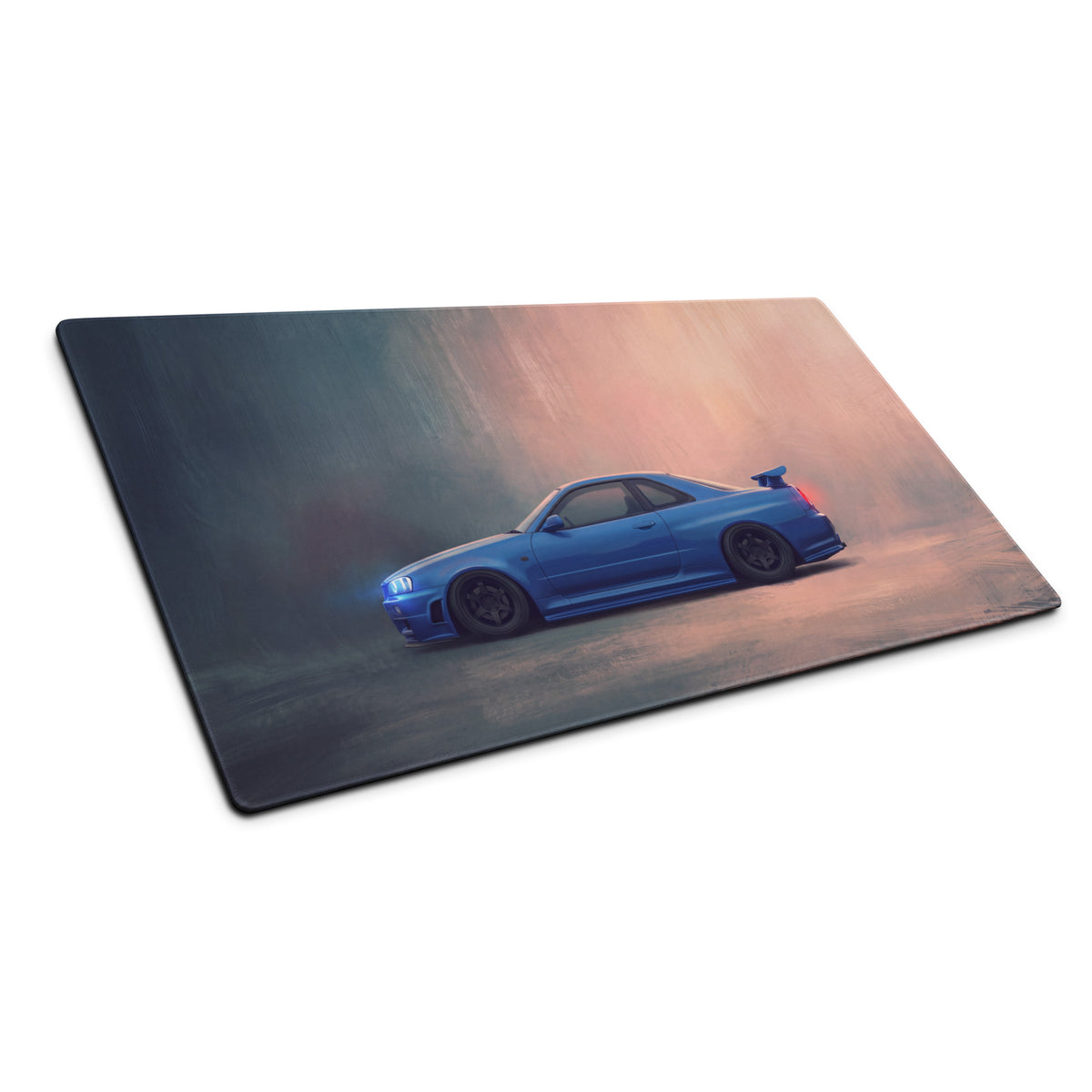Nissan Skyline Inspired Bayside Blue R34 GT-R Profile Desk Mat – Low-Friction Cloth Setup Mousepad