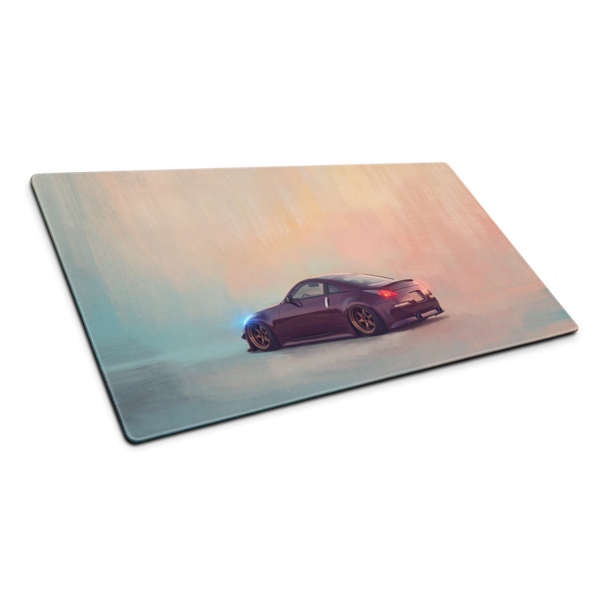 Nissan 350Z Inspired Deep Purple Bronze Rim Desk Pad – Extended Non-Slip PC Mouse Mat