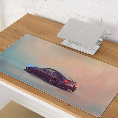 Nissan 350Z Inspired Deep Purple Bronze Rim Desk Pad – Extended Non-Slip PC Mouse Mat