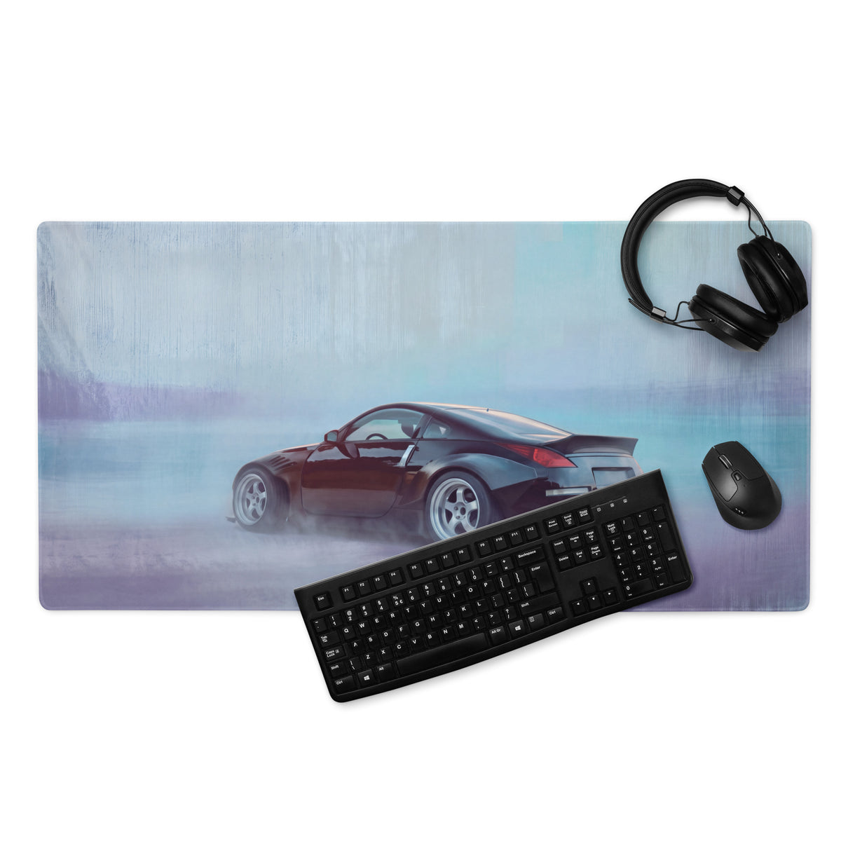 Nissan 350Z Inspired Midnight Black Stance Rear Desk Pad – Ultra-Glide Stitched Edge Gaming Mouse Mat