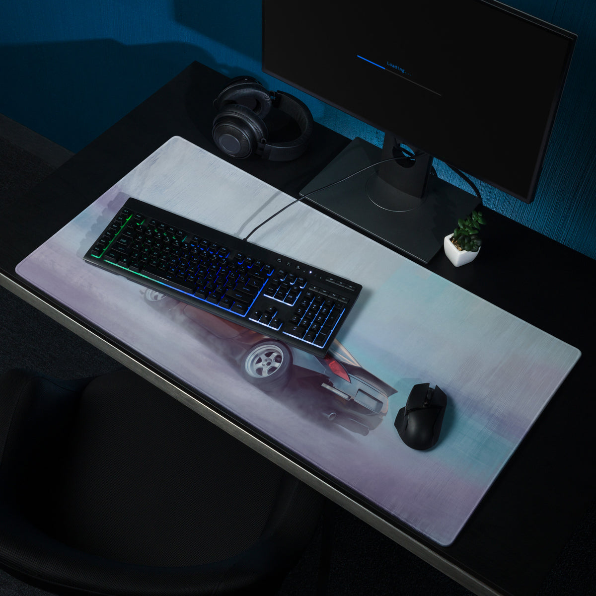 Nissan 350Z Inspired Midnight Black Stance Rear Desk Pad – Ultra-Glide Stitched Edge Gaming Mouse Mat