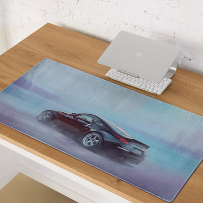 Nissan 350Z Inspired Midnight Black Stance Rear Desk Pad – Ultra-Glide Stitched Edge Gaming Mouse Mat