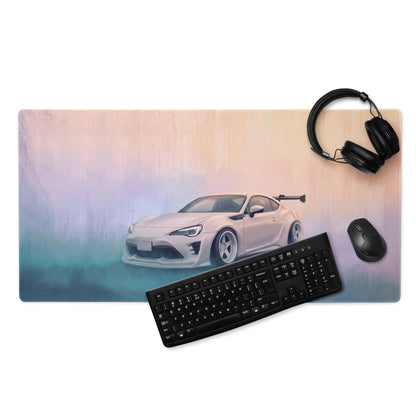 Toyota 86 Inspired Halo White Widebody GT Wing Desk Pad – Extended Non-Slip PC Mouse Mat