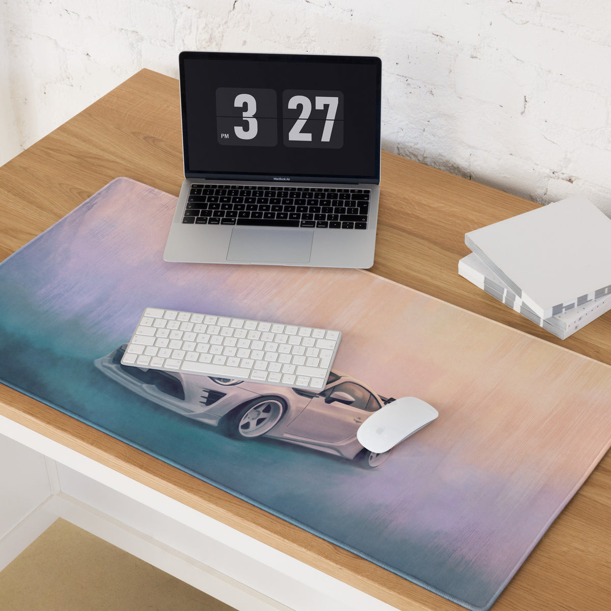 Toyota 86 Inspired Halo White Widebody GT Wing Desk Pad – Extended Non-Slip PC Mouse Mat