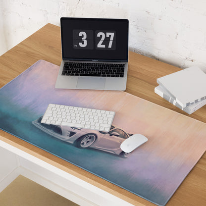 Toyota 86 Inspired Halo White Widebody GT Wing Desk Pad – Extended Non-Slip PC Mouse Mat