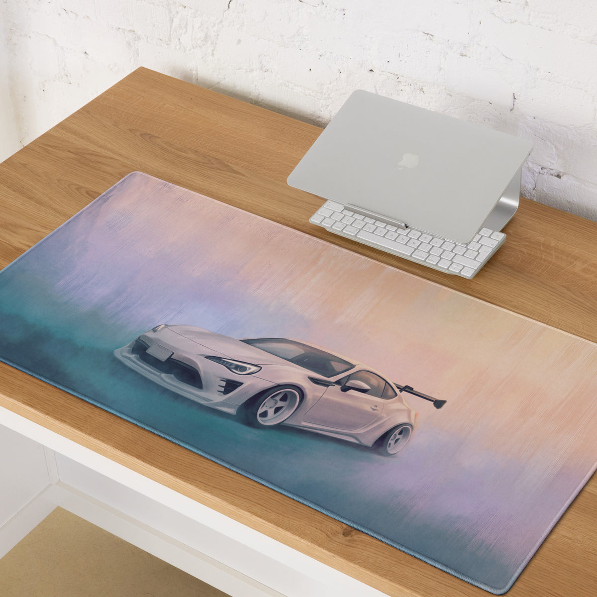 Toyota 86 Inspired Halo White Widebody GT Wing Desk Pad – Extended Non-Slip PC Mouse Mat