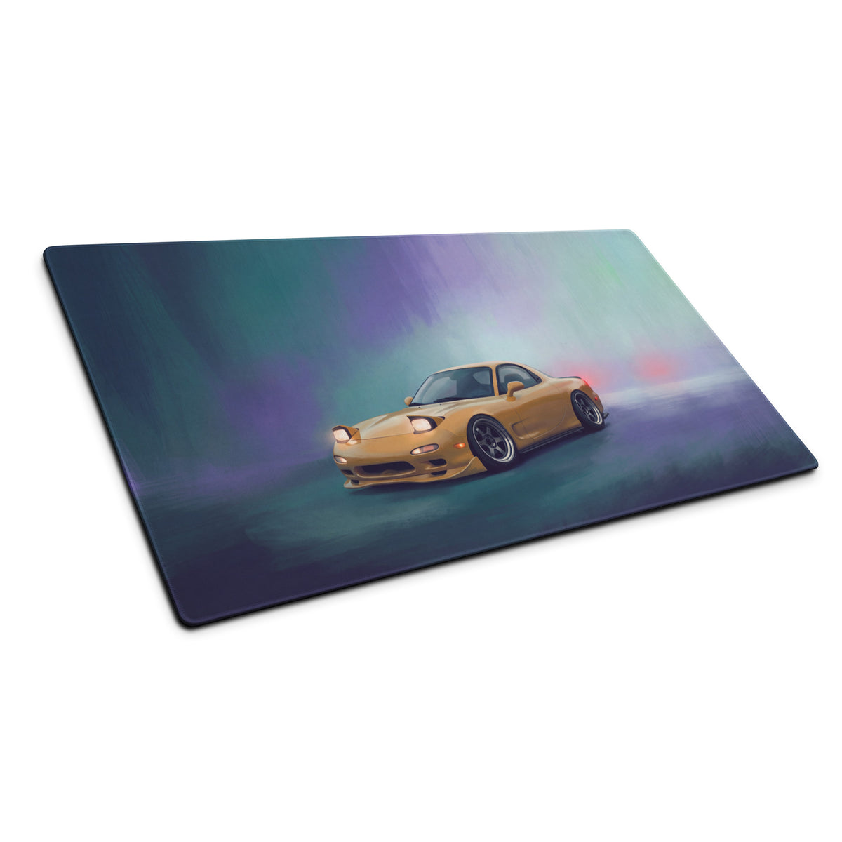 Mazda RX-7 Inspired Sunburst Yellow Pop-Up FD Desk Pad – Ultra-Glide Stitched Edge Gaming Mouse Mat