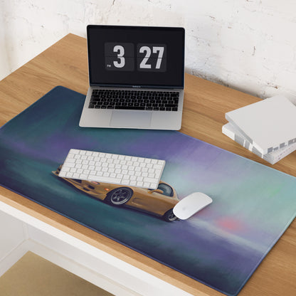 Mazda RX-7 Inspired Sunburst Yellow Pop-Up FD Desk Pad – Ultra-Glide Stitched Edge Gaming Mouse Mat
