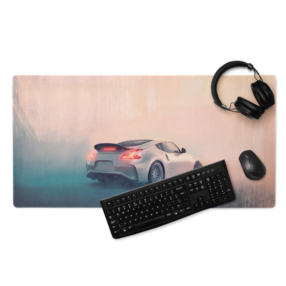 Nissan 370Z Inspired Pearl White Rear Ducktail Desk Pad – Extended Non-Slip PC Mouse Mat