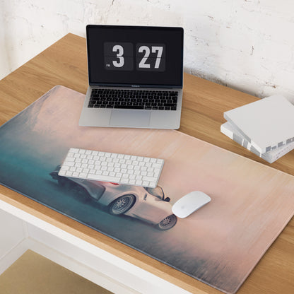Nissan 370Z Inspired Pearl White Rear Ducktail Desk Pad – Extended Non-Slip PC Mouse Mat