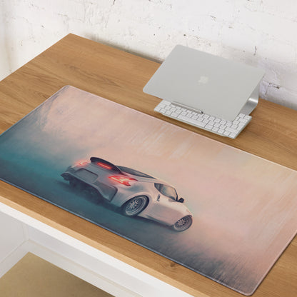 Nissan 370Z Inspired Pearl White Rear Ducktail Desk Pad – Extended Non-Slip PC Mouse Mat