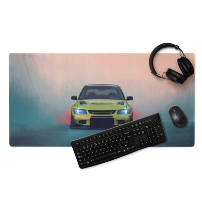 Mitsubishi Lancer Evolution Inspired Acid Green Evo IX Frontal Desk Mat – High-Precision XL Gaming Mousepad