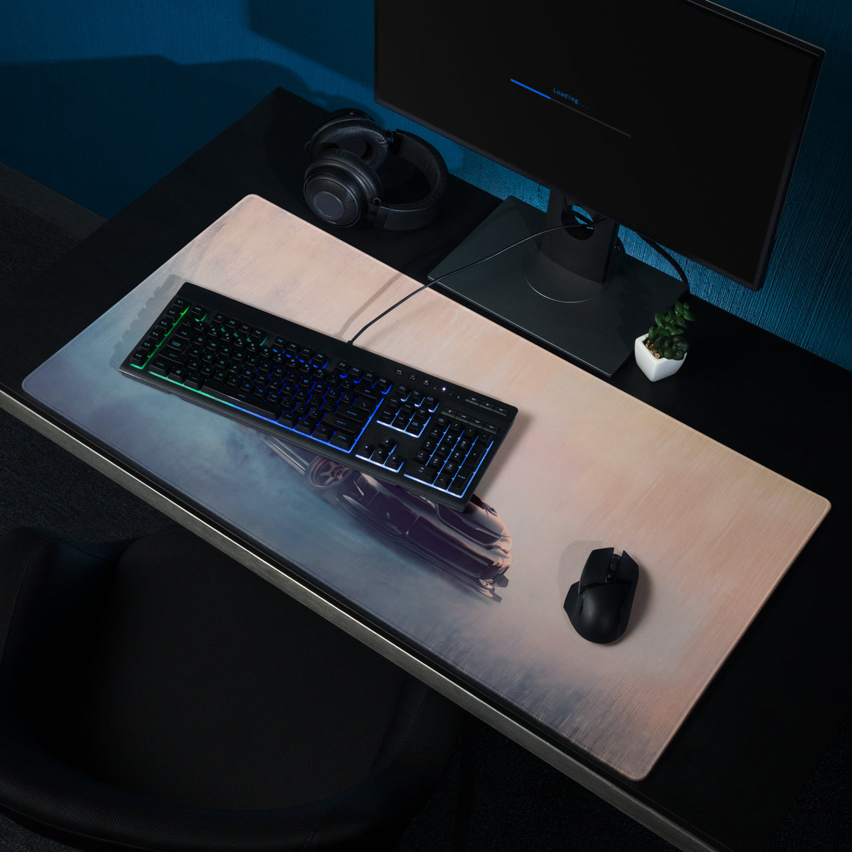 Subaru Impreza WRX STI Inspired Crystal Black Hatch Desk Pad – Ultra-Glide Stitched Edge Gaming Mouse Mat