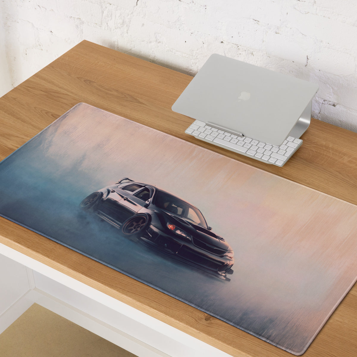 Subaru Impreza WRX STI Inspired Crystal Black Hatch Desk Pad – Ultra-Glide Stitched Edge Gaming Mouse Mat