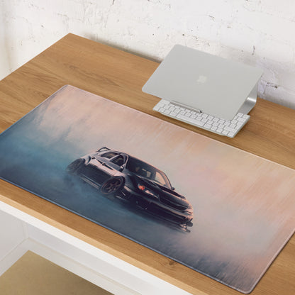 Subaru Impreza WRX STI Inspired Crystal Black Hatch Desk Pad – Ultra-Glide Stitched Edge Gaming Mouse Mat