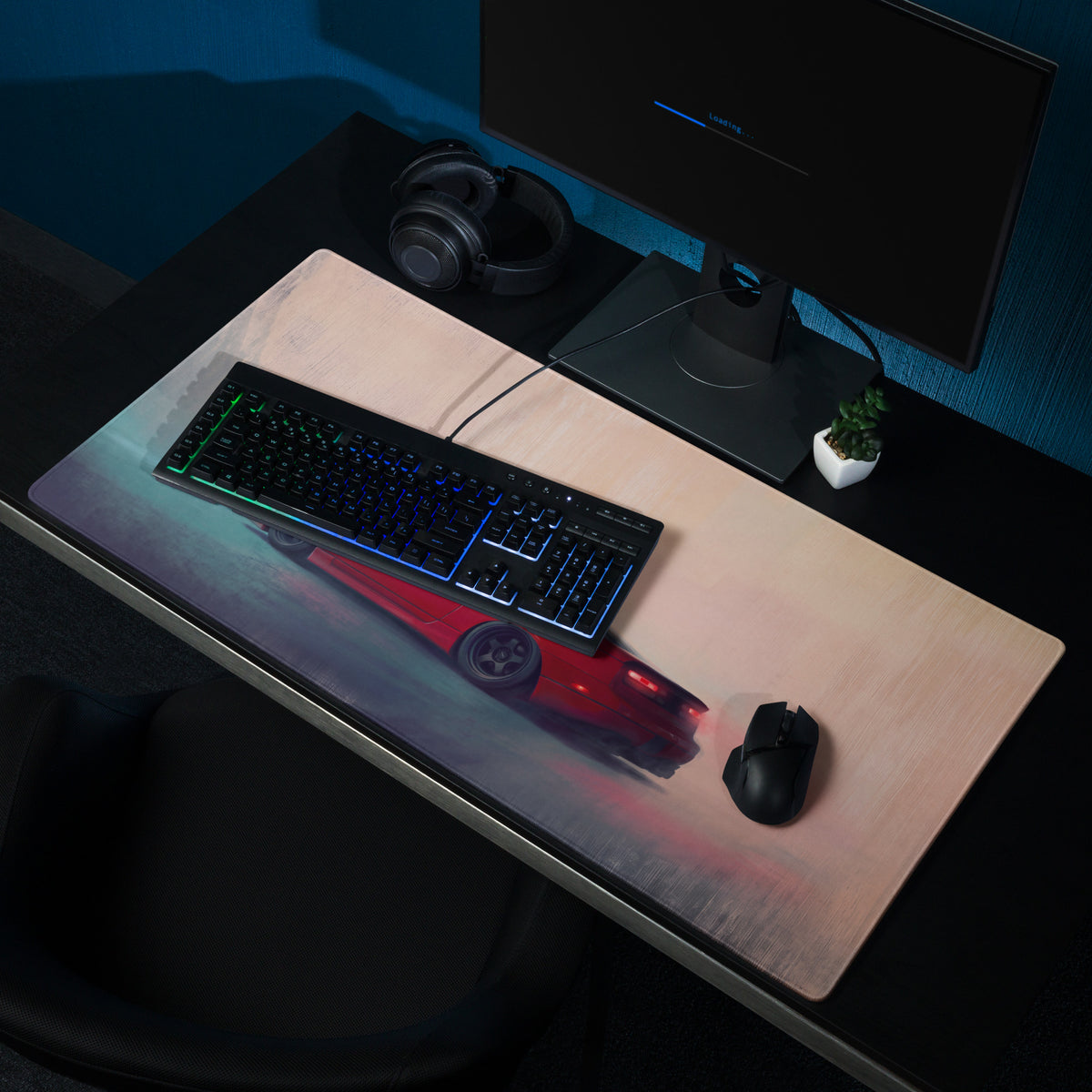 Nissan 300ZX Inspired Crimson Red Z32 Rear Profile Desk Pad – Extended Non-Slip PC Mouse Mat