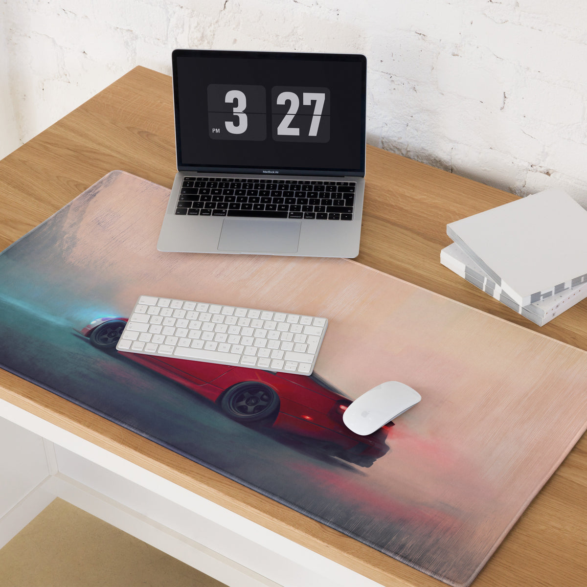 Nissan 300ZX Inspired Crimson Red Z32 Rear Profile Desk Pad – Extended Non-Slip PC Mouse Mat