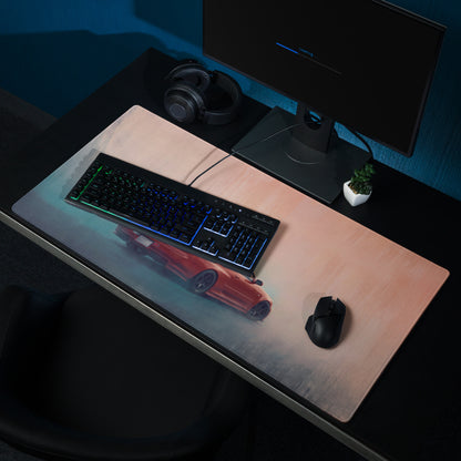 Nissan Skyline Inspired Active Red R34 GT-R Rear Desk Pad – Ultra-Glide Stitched Edge Gaming Mouse Mat