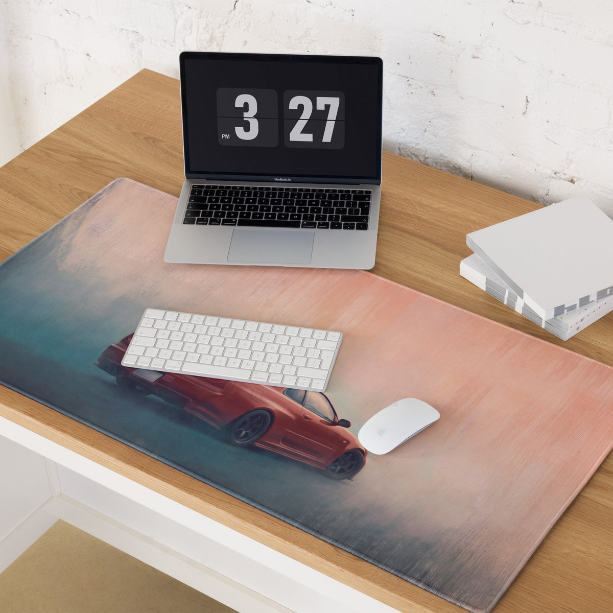 Nissan Skyline Inspired Active Red R34 GT-R Rear Desk Pad – Ultra-Glide Stitched Edge Gaming Mouse Mat