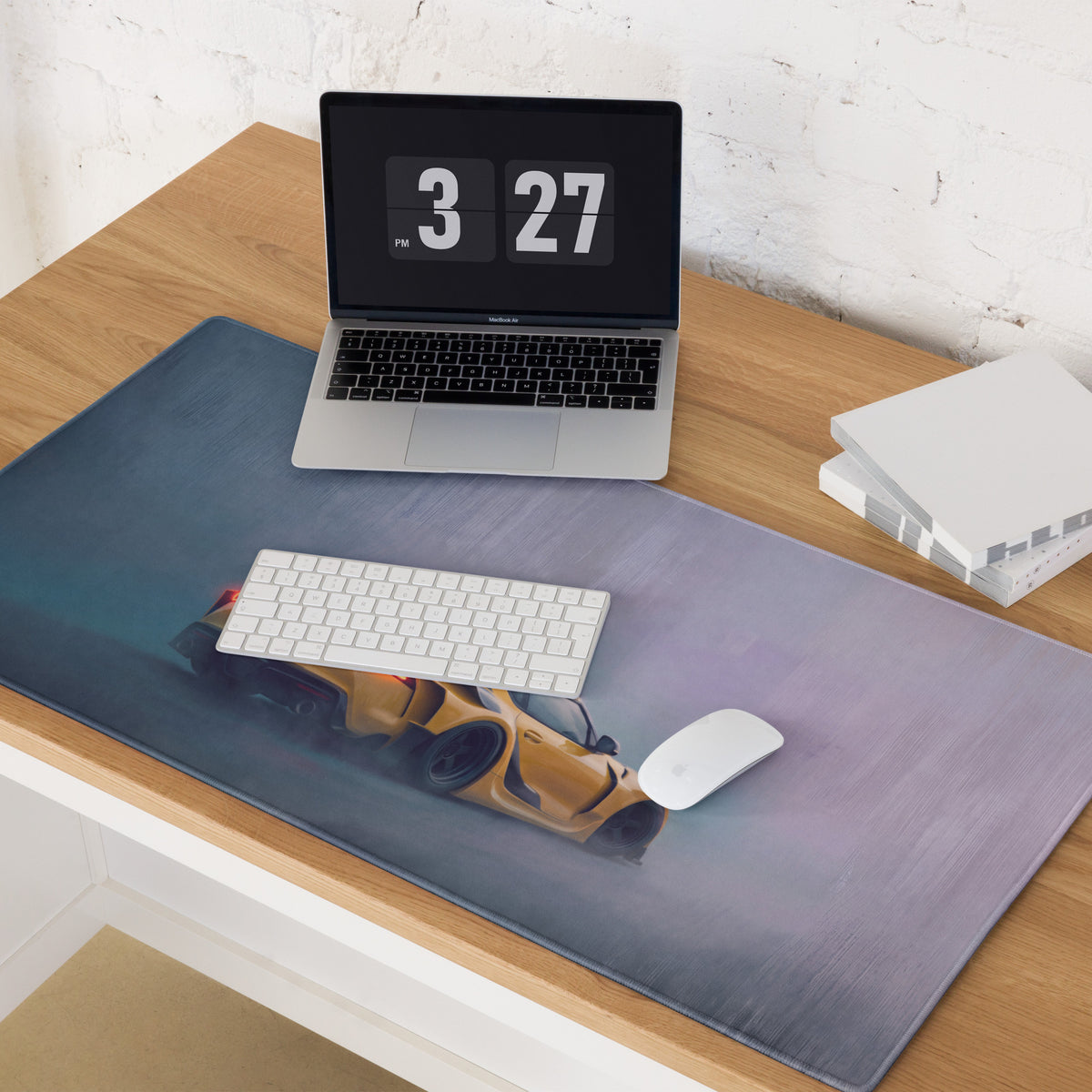 Toyota GR Supra Inspired Lightning Yellow GT Wing Desk Pad – Extended Non-Slip PC Mouse Mat