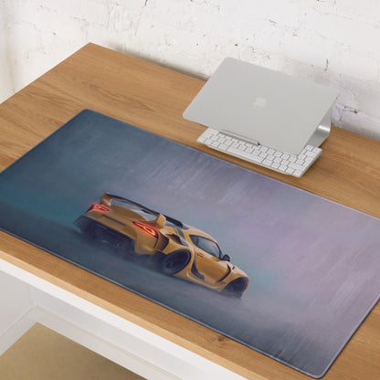 Toyota GR Supra Inspired Lightning Yellow GT Wing Desk Pad – Extended Non-Slip PC Mouse Mat