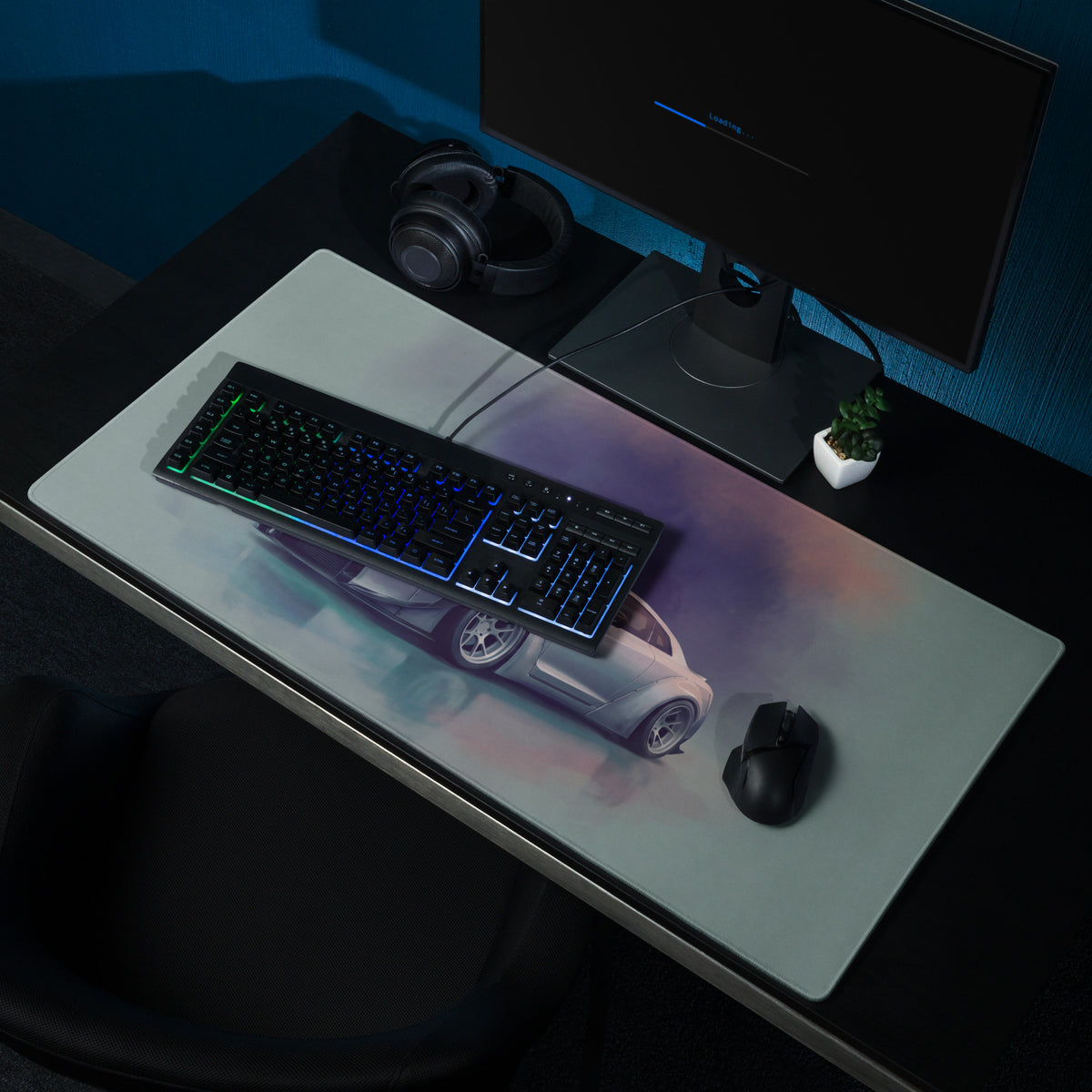 Nissan GT-R Inspired Ultimate Silver Widebody Desk Pad – Ultra-Glide Stitched Edge Gaming Mouse Mat