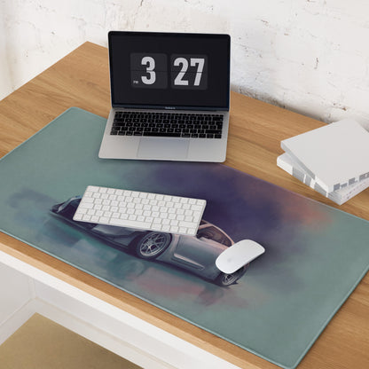 Nissan GT-R Inspired Ultimate Silver Widebody Desk Pad – Ultra-Glide Stitched Edge Gaming Mouse Mat