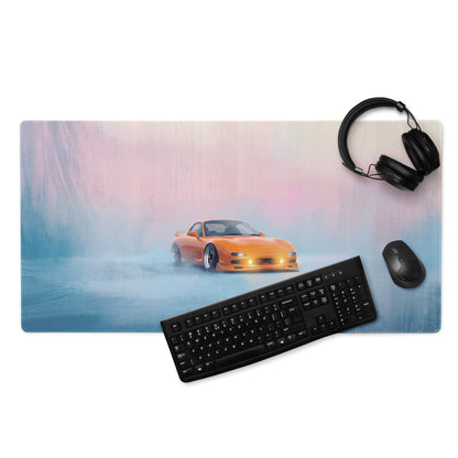Mazda RX-7 Inspired Competition Orange FD Fog Desk Mat – Low-Friction Cloth Setup Mousepad