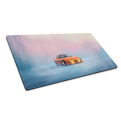 Mazda RX-7 Inspired Competition Orange FD Fog Desk Mat – Low-Friction Cloth Setup Mousepad