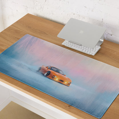 Mazda RX-7 Inspired Competition Orange FD Fog Desk Mat – Low-Friction Cloth Setup Mousepad