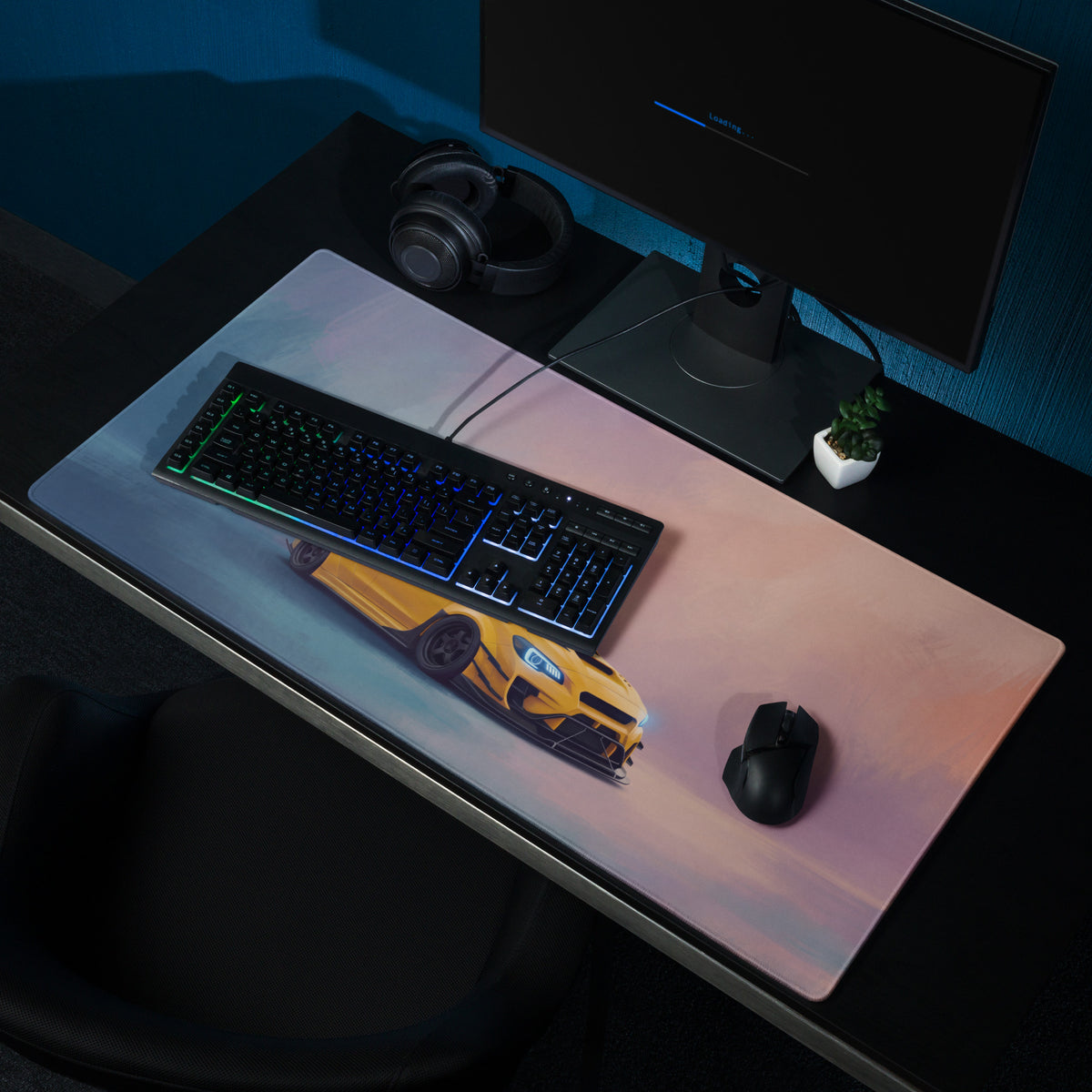 Subaru WRX STI Inspired Sunrise Yellow Widebody Desk Mat – High-Precision XL Gaming Mousepad
