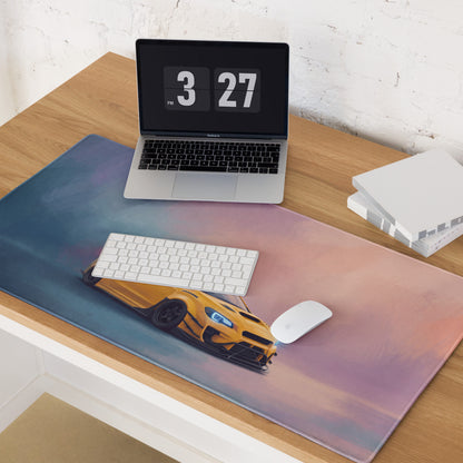 Subaru WRX STI Inspired Sunrise Yellow Widebody Desk Mat – High-Precision XL Gaming Mousepad