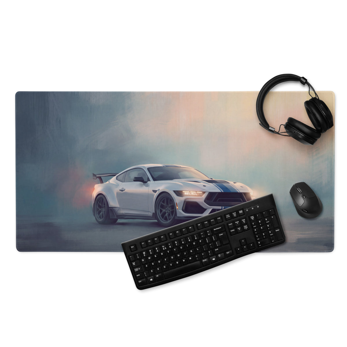 Ford Mustang Inspired Oxford White GTD Desk Mat – High-Precision XL Gaming Mousepad