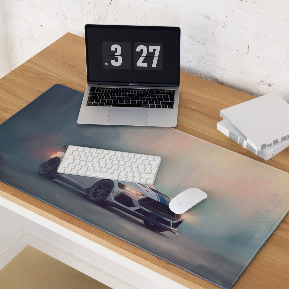 Ford Mustang Inspired Oxford White GTD Desk Mat – High-Precision XL Gaming Mousepad