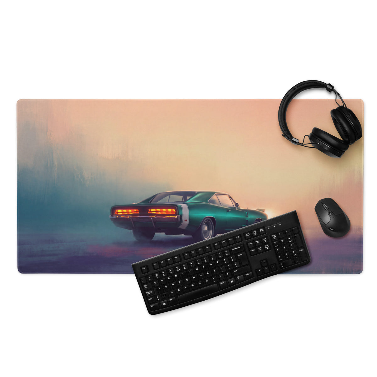 Dodge Charger Inspired Classic Emerald Desk Pad – Extended Non-Slip PC Mouse Mat