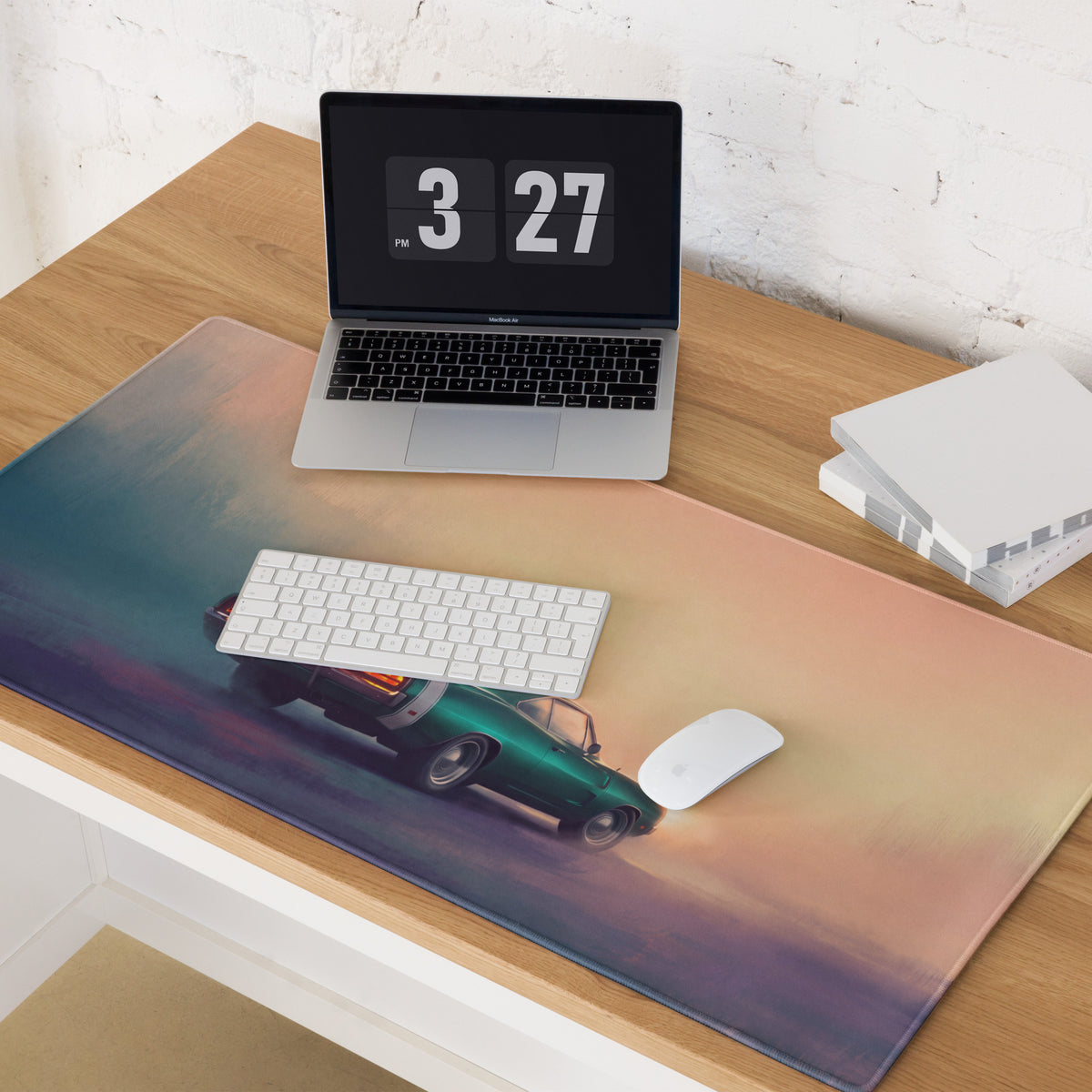Dodge Charger Inspired Classic Emerald Desk Pad – Extended Non-Slip PC Mouse Mat