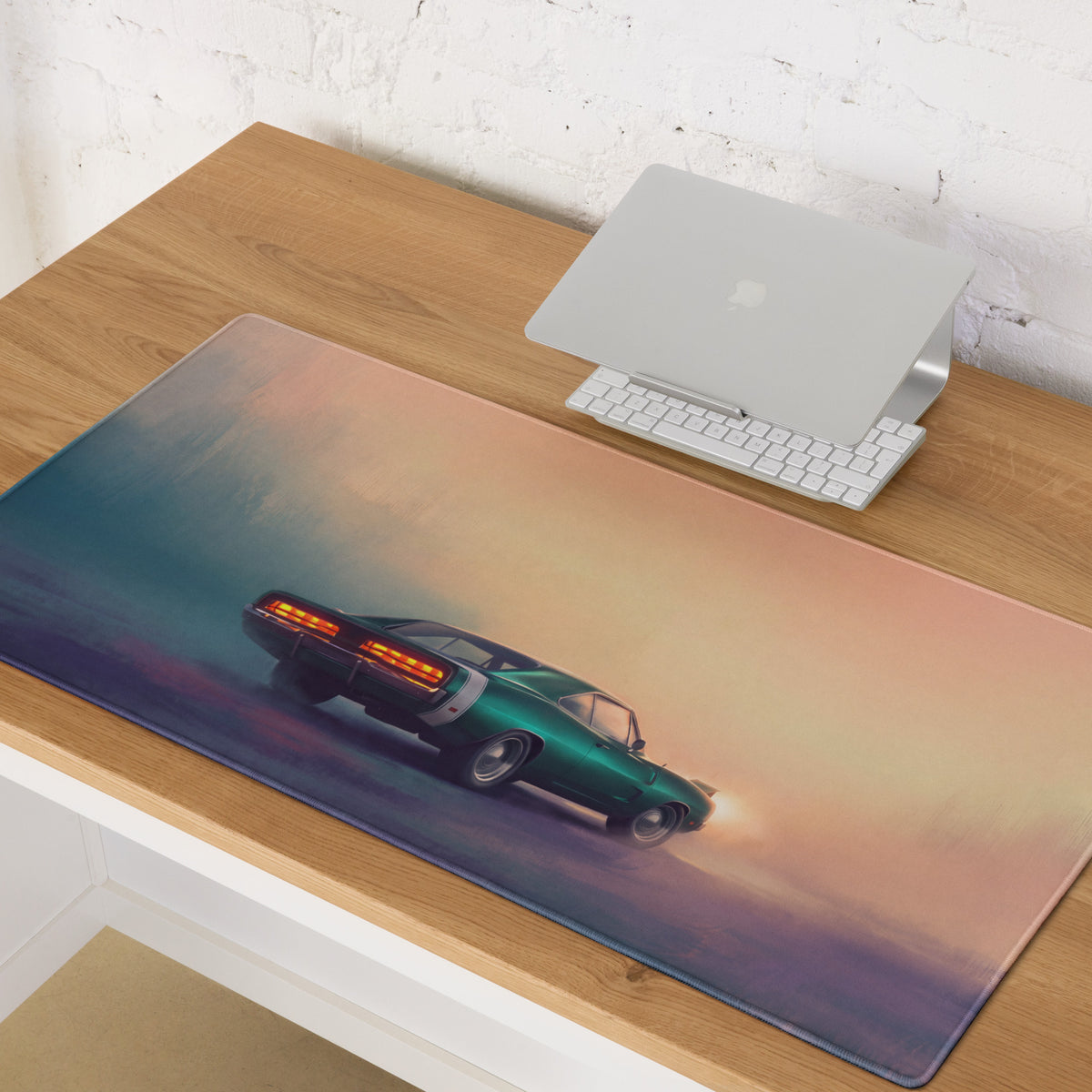 Dodge Charger Inspired Classic Emerald Desk Pad – Extended Non-Slip PC Mouse Mat