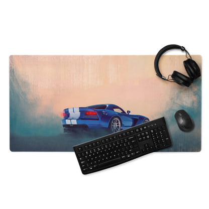 Dodge Viper Inspired GTS Blue Stripe Desk Mat – High-Precision XL Gaming Mousepad
