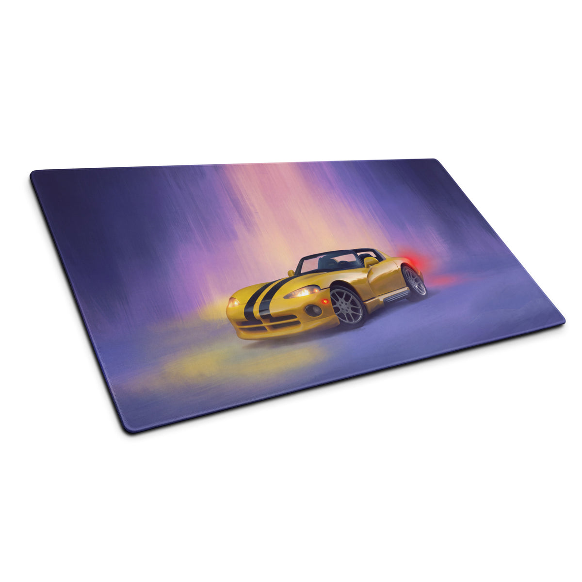 Dodge Viper Inspired Racing Yellow RT Desk Pad – Ultra-Glide Stitched Edge Gaming Mouse Mat