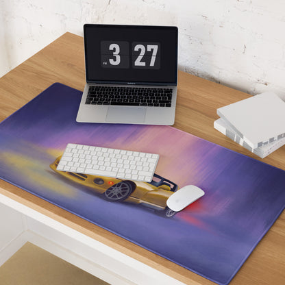 Dodge Viper Inspired Racing Yellow RT Desk Pad – Ultra-Glide Stitched Edge Gaming Mouse Mat