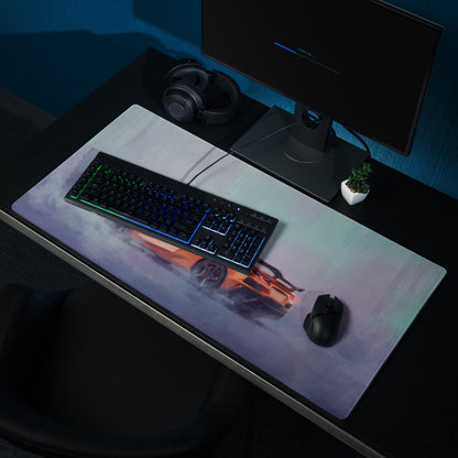 Chevrolet Corvette C8 Inspired Amplify Orange Desk Mat – Low-Friction Cloth Setup Mousepad