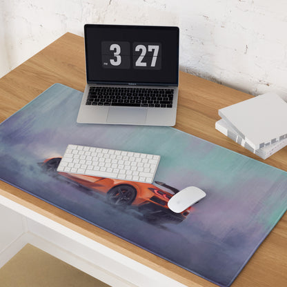 Chevrolet Corvette C8 Inspired Amplify Orange Desk Mat – Low-Friction Cloth Setup Mousepad